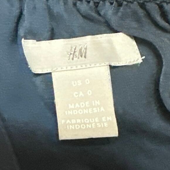 H&M Navy Blue Sleeveless High Neck Tie Waist Keyhole Blouson Maxi Dress Size 0 - Picture 4 of 5